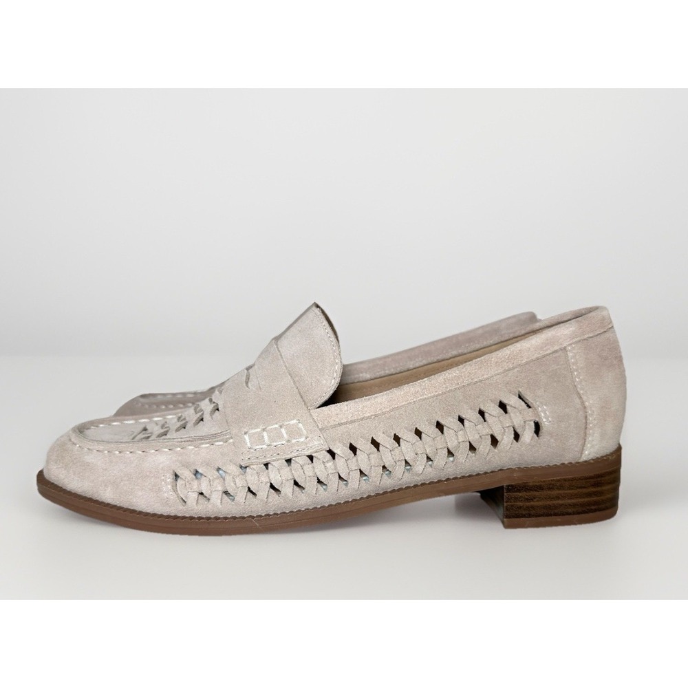 J. Jill Women's 11 Lucille Loafers Dusty Peach Woven Leather Suede Slip On Shoes